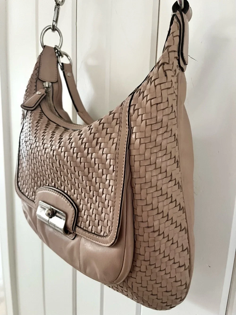 Coach Kristin Woven Leather Shoulder Bag Hobo - Picture 7 of 14